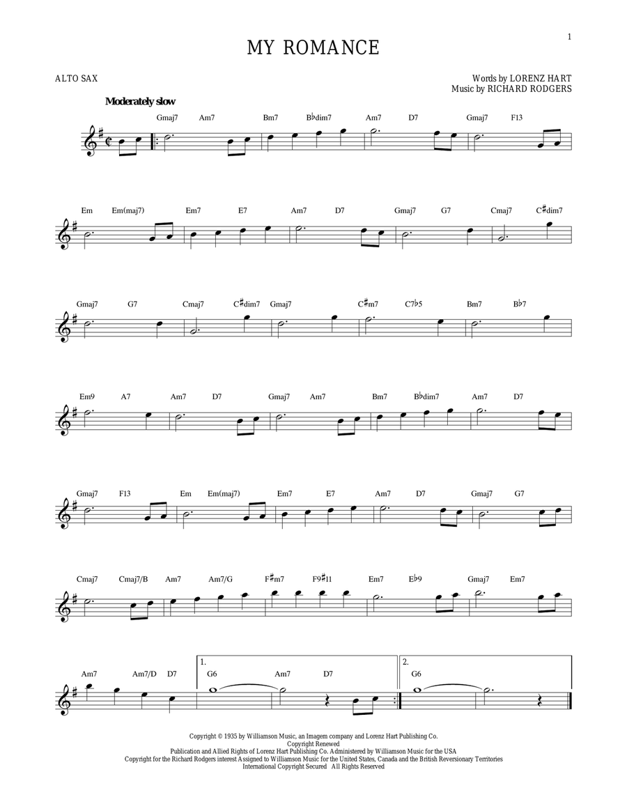 My Romance My Romance Alto Saxophone scores gallery preview page 1