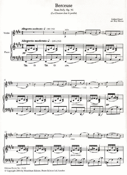 Berceuse from Dolly Op. 56 (Arranged for Violin and Piano)