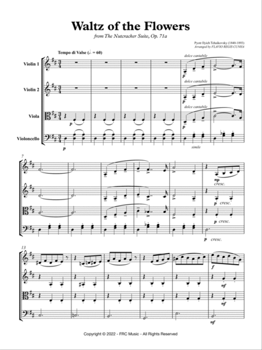Waltz of the Flowers from The Nutcracker Suite, Op. 71a String Quartet scores gallery preview page 3