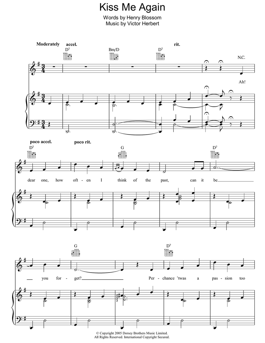 Kiss Me Again Piano, Vocal, Guitar scores gallery preview page 1