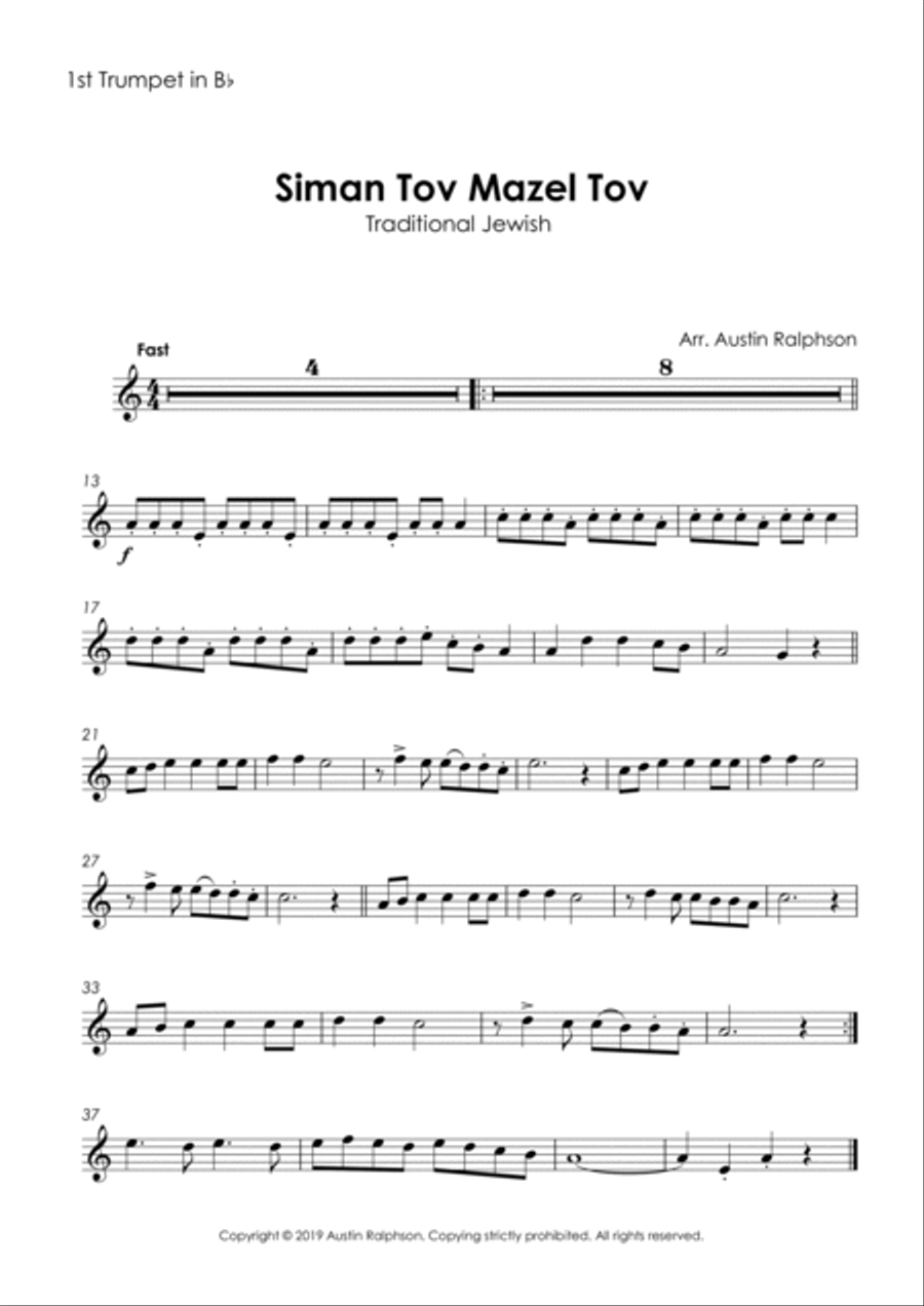 Siman Tov Mazel Tov סימן טוב ומזל טוב (Jewish Wedding) - brass quintet Brass Quintet scores gallery preview page 3
