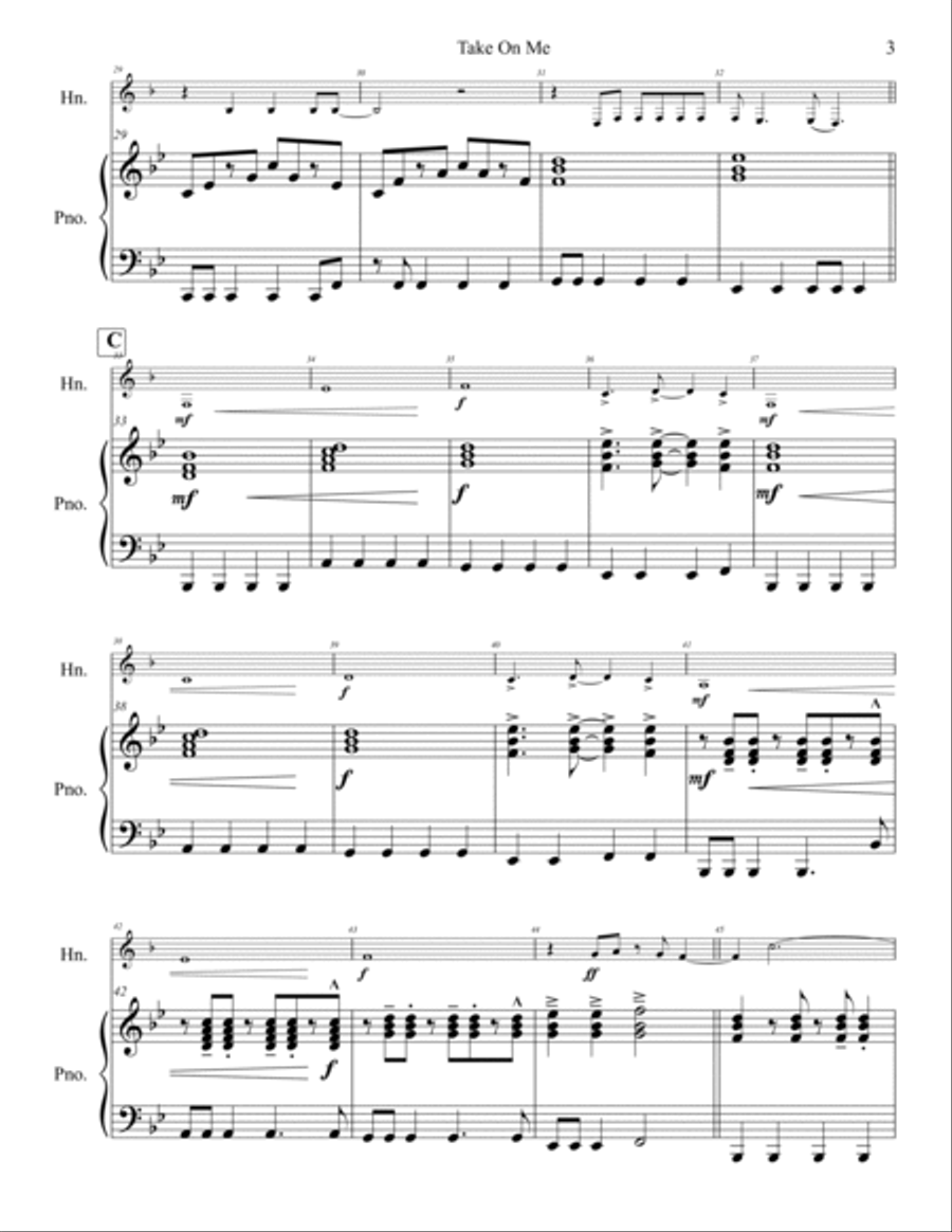 Take On Me Horn scores gallery preview page 4