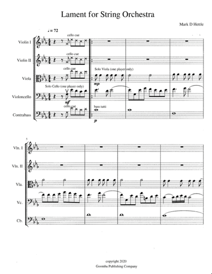 Lament For String Orchestra - Intermediate String Orchestra image number null