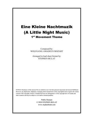 Book cover for Eine Kleine Nachtmusik (Mozart) - Lead sheet (key of Db)