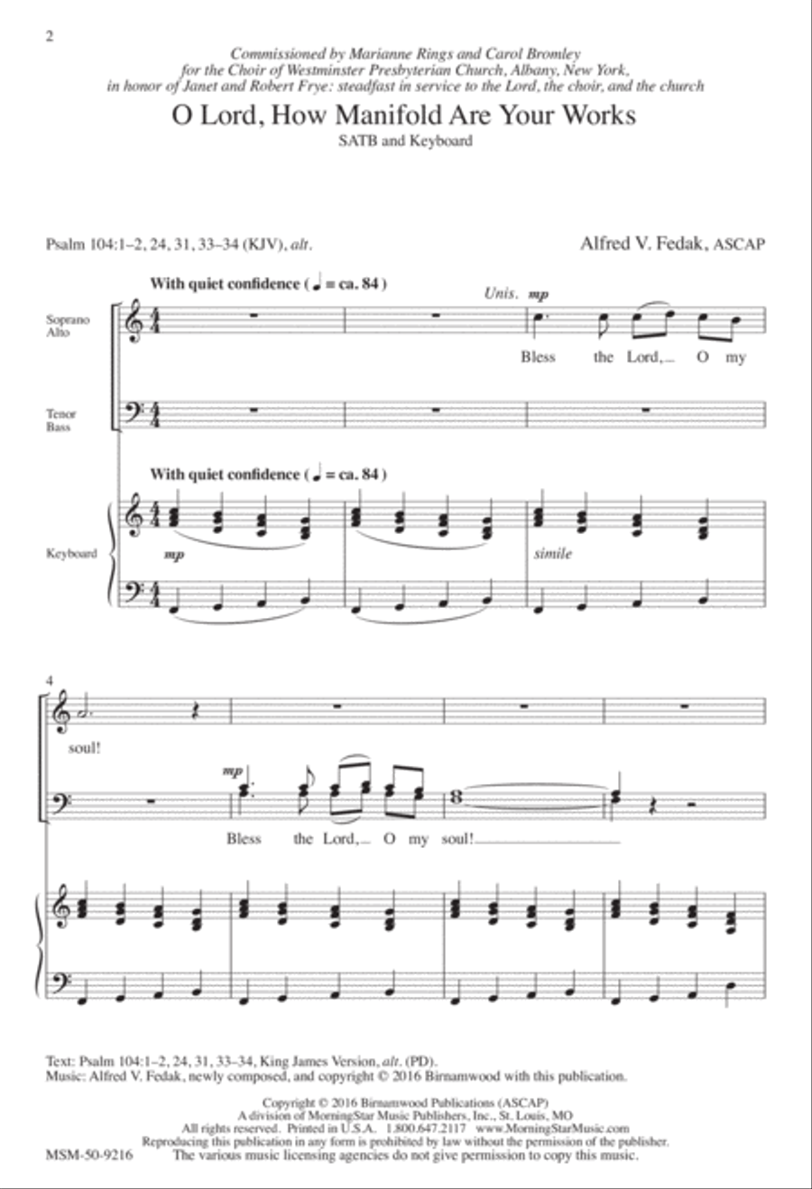 O Lord, How Manifold Are Your Works 4-Part scores gallery preview page 1