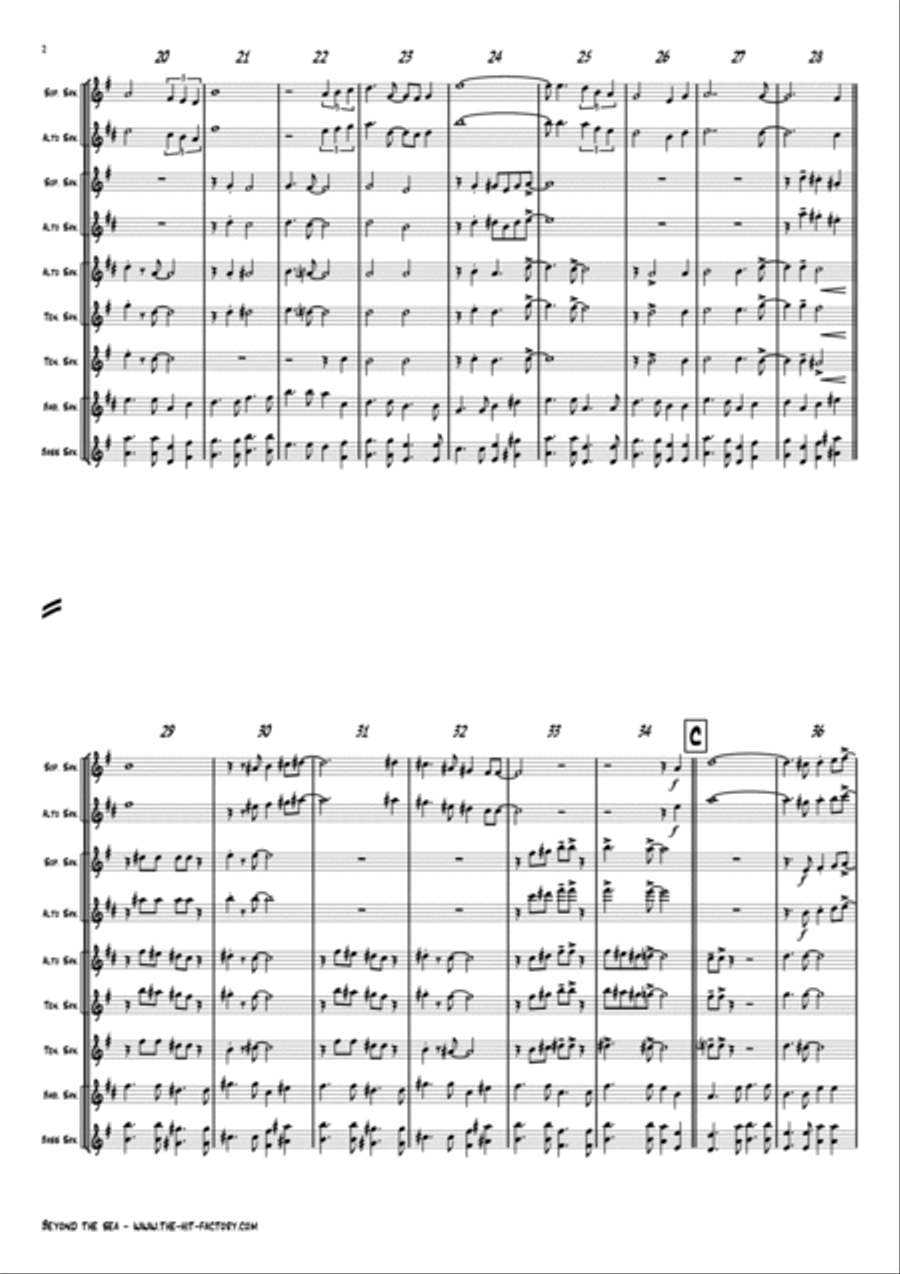 Beyond The Sea Saxophone Quintet scores gallery preview page 3