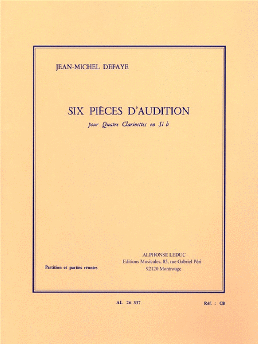 Jean-michel Defaye - 6 Pieces D'audition Pour 4 Clarinettes Clarinet Quartet scores gallery preview page 1