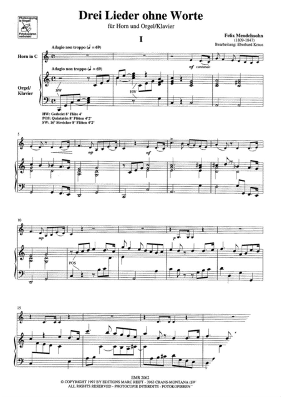 Drei Lieder ohne Worte Horn scores gallery preview page 11