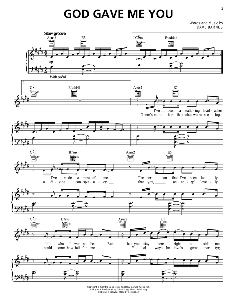 God Gave Me You Acoustic Guitar scores gallery preview page 1