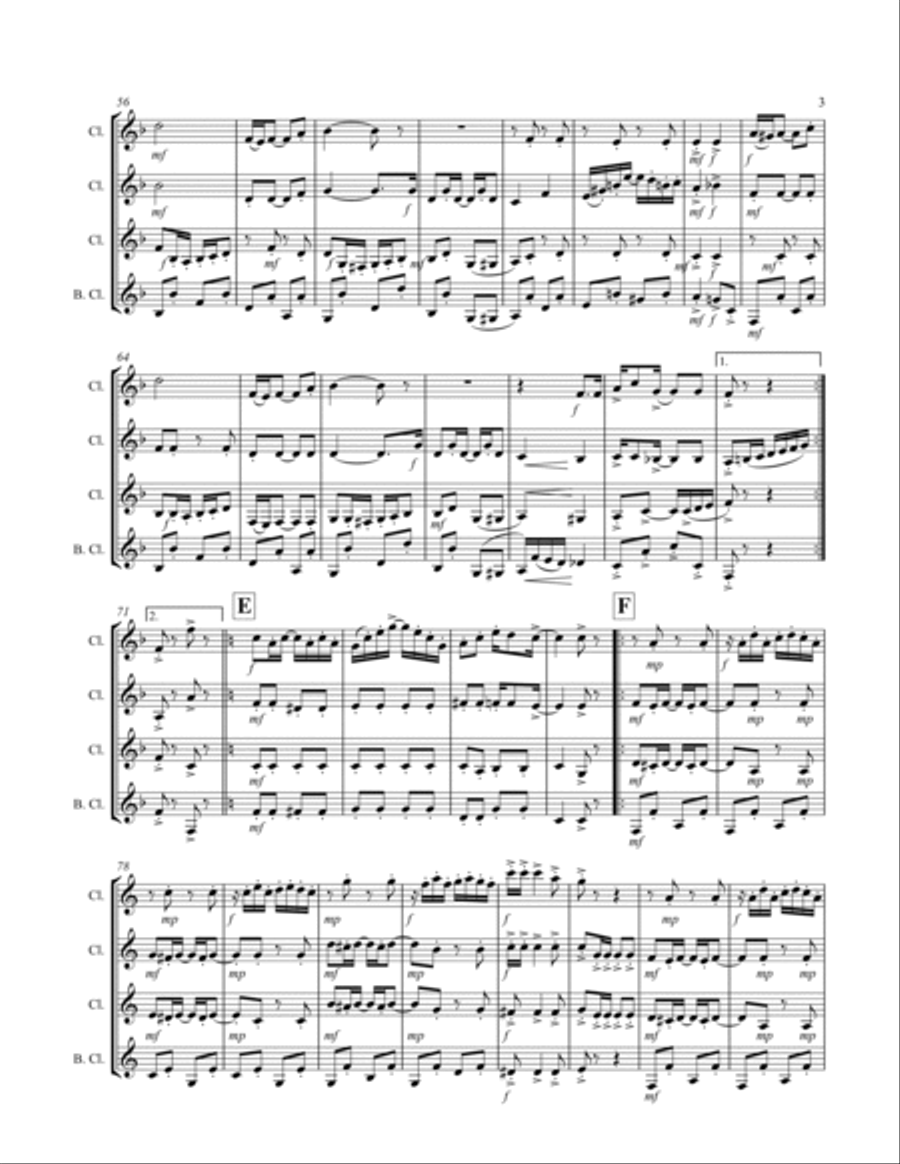Joplin - “The Entertainer” (for Clarinet Quartet) Clarinet Quartet scores gallery preview page 4