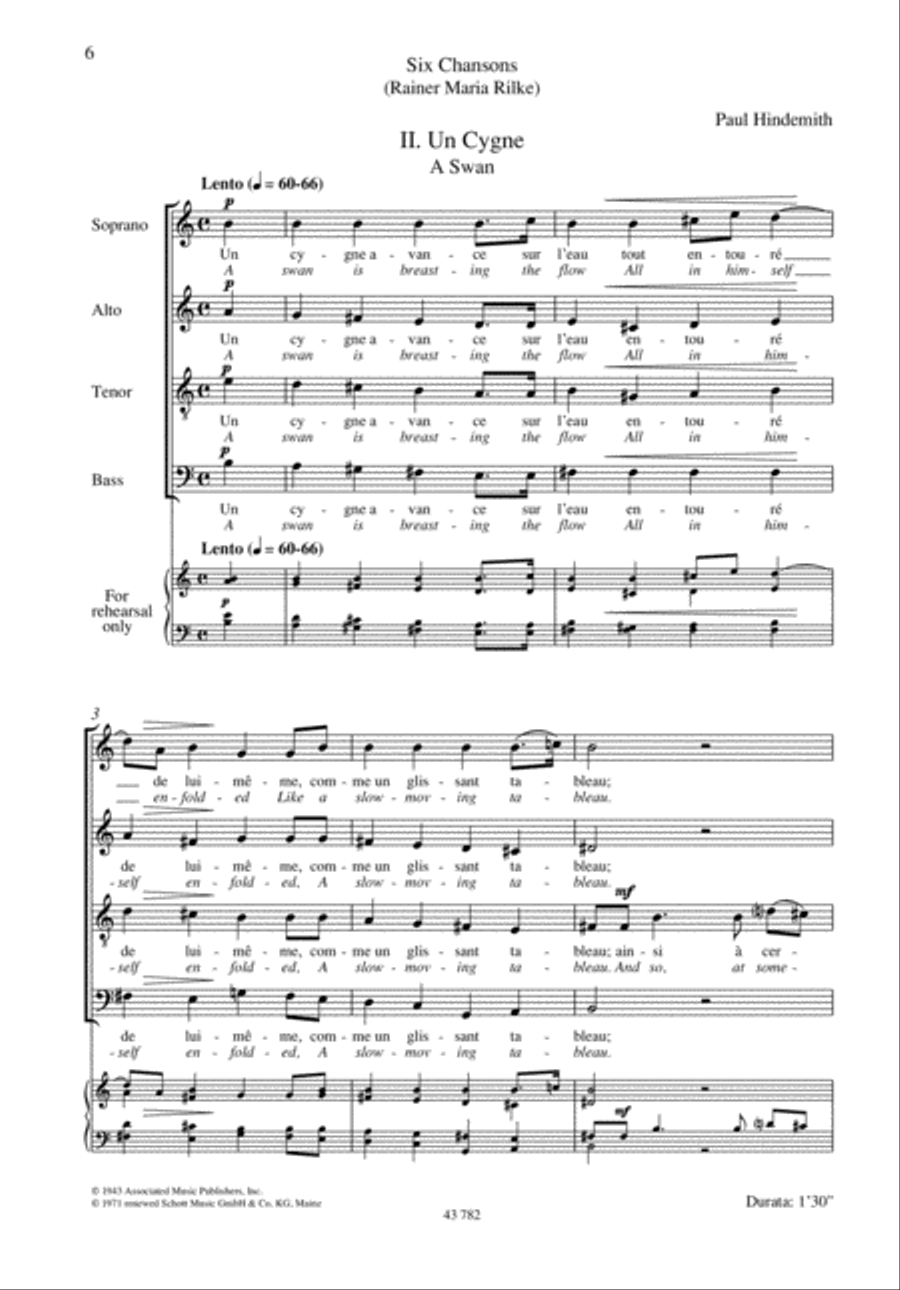 Six Chansons 4-Part scores gallery preview page 4