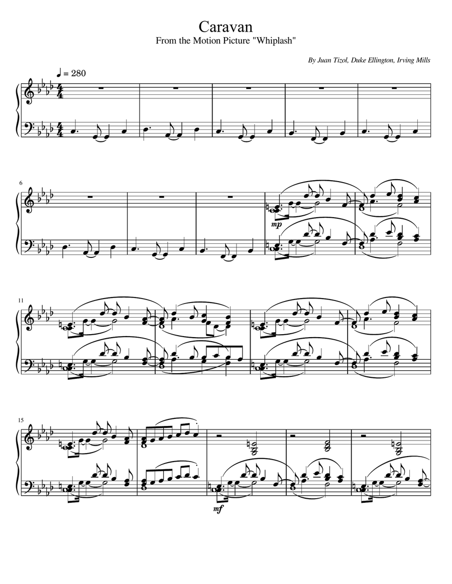 Caravan Caravan Piano Solo scores gallery preview page 1