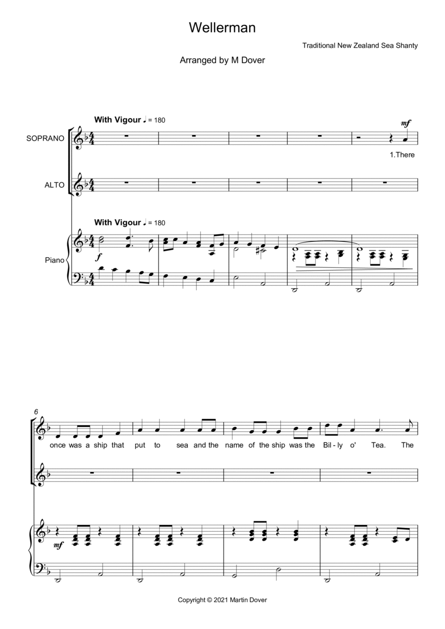 Wellerman - Sea Shanty - Two part choir - SA - Upper Voices SA scores gallery preview page 1