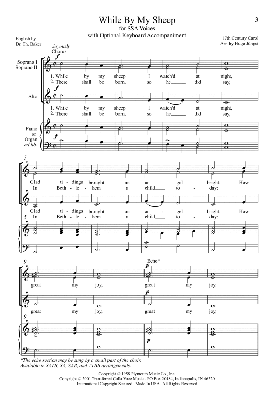 While By My Sheep SSA scores gallery preview page 1