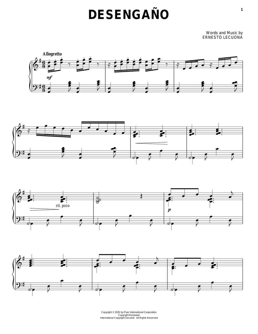 Desengano Piano, Vocal scores gallery preview page 1