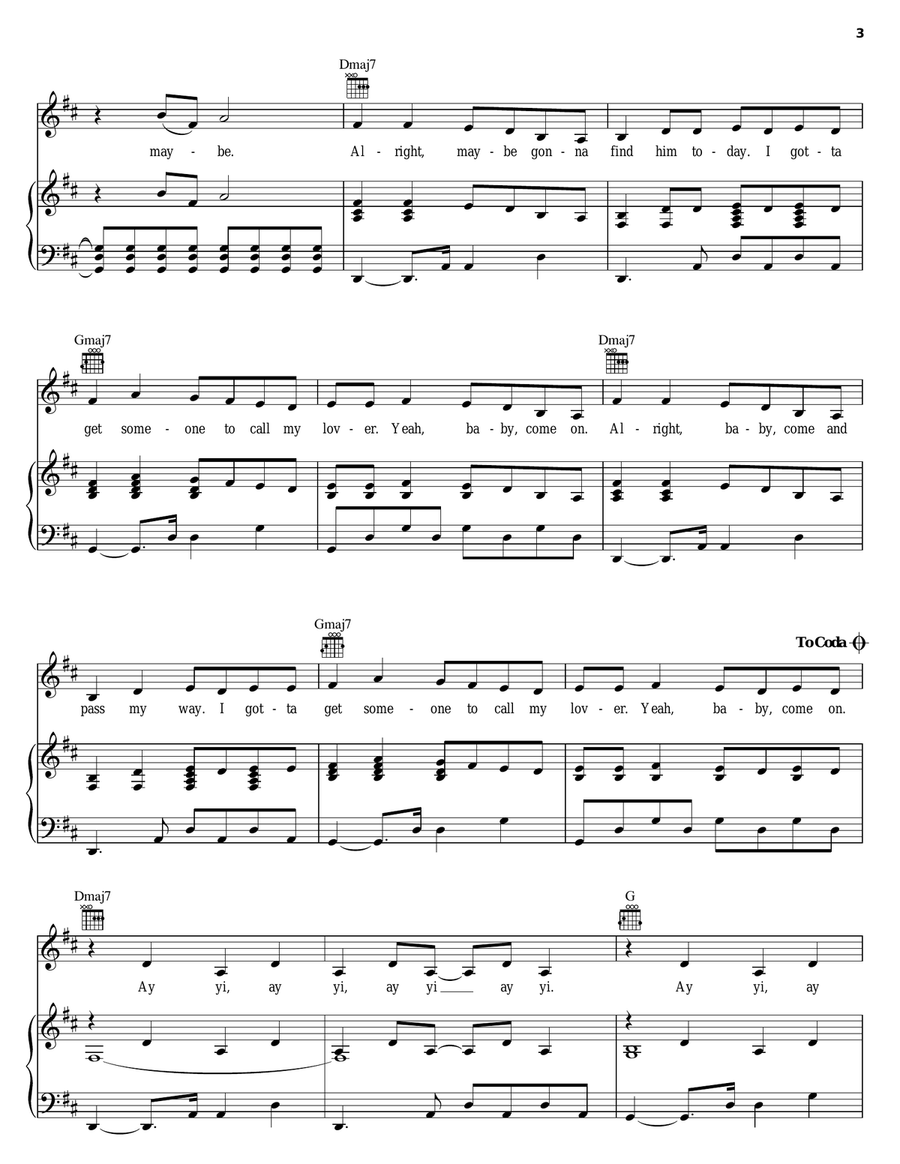 Someone To Call My Lover Piano, Vocal, Guitar scores gallery preview page 3