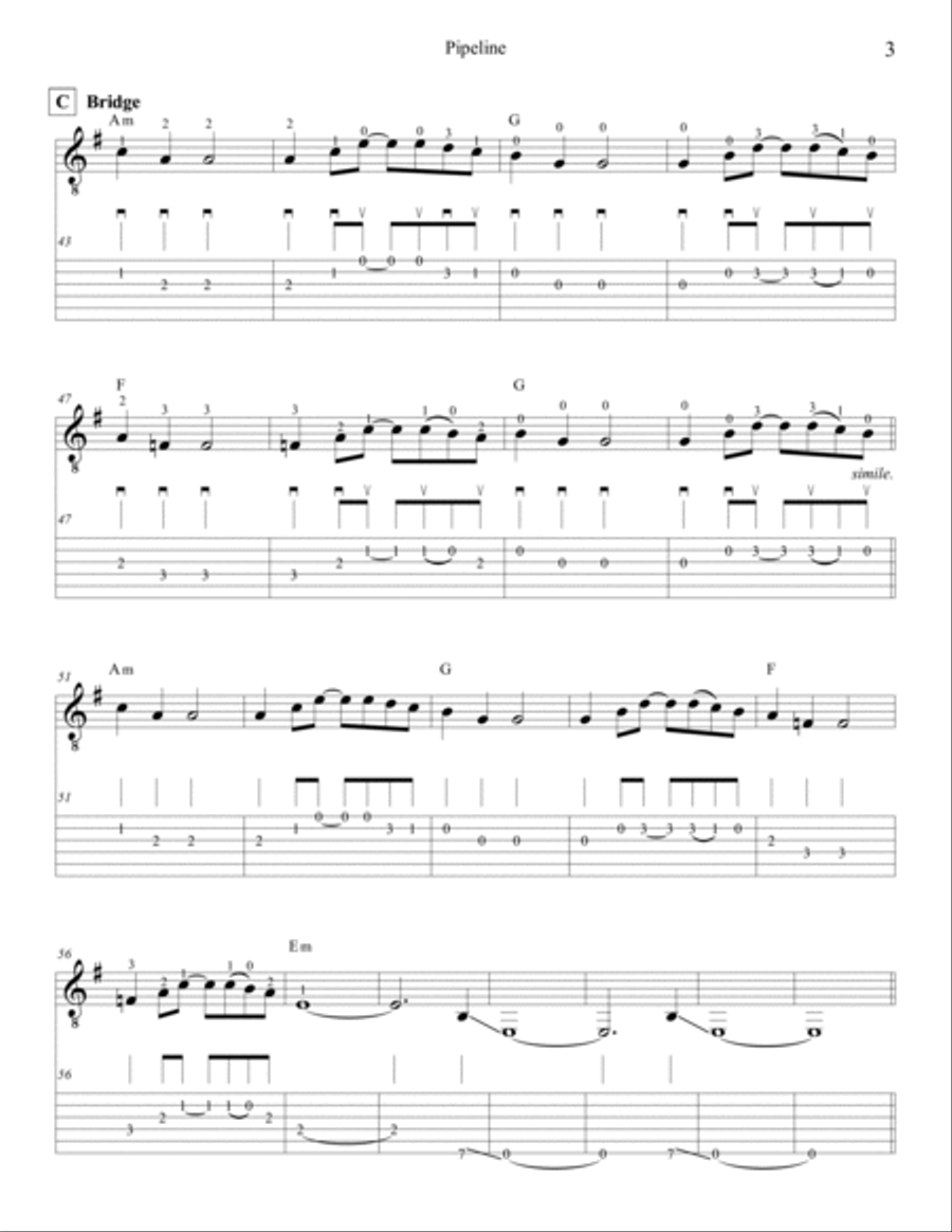 Pipeline Easy Guitar scores gallery preview page 3