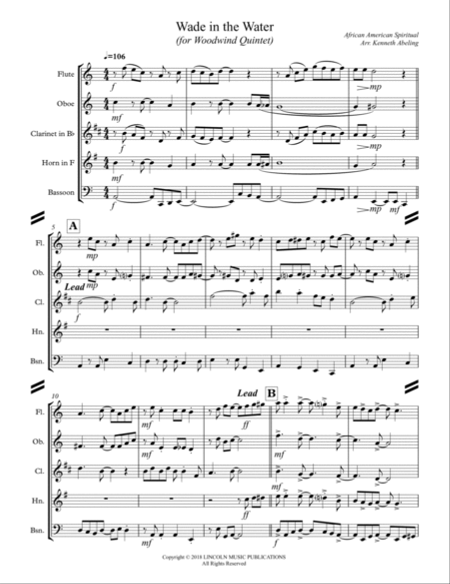 Wade in the Water (for Woodwind Quintet) Woodwind Quintet scores gallery preview page 2