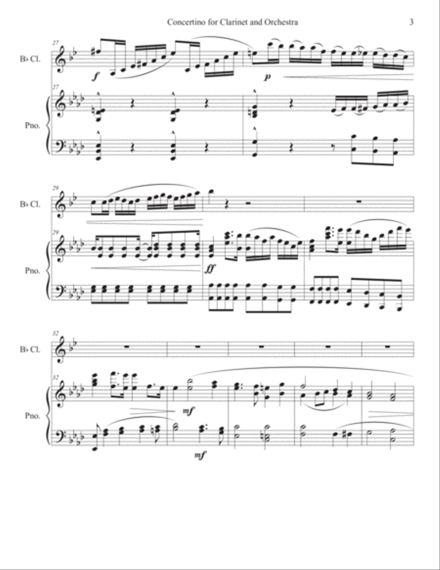 Concertino for Clarinet and Orchestra Clarinet Solo scores gallery preview page 3