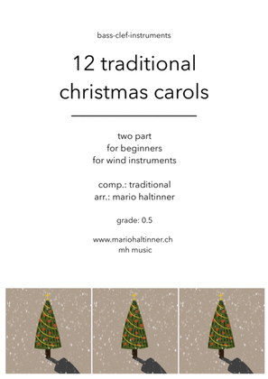 Book cover for 12 Christmas Carols for Bass-Clef-Instruments