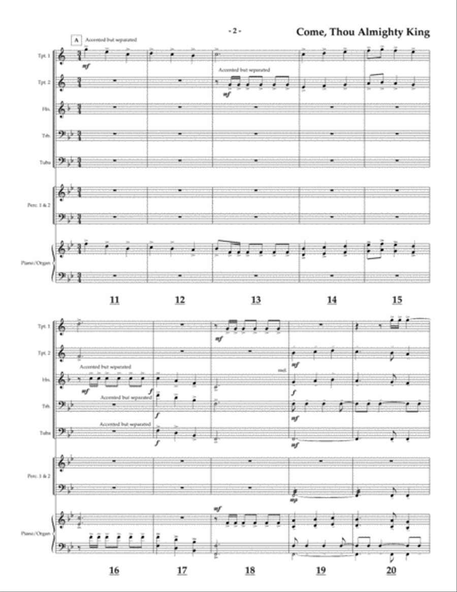 Come Thou Almighty King for Brass Quintet Brass Quintet scores gallery preview page 2