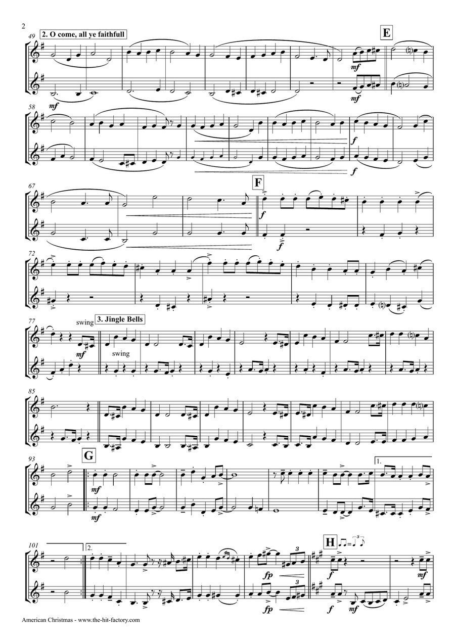 American Christmas - Mash up Rondo of best Christmas Songs - Violin Duet String Duet scores gallery preview page 2