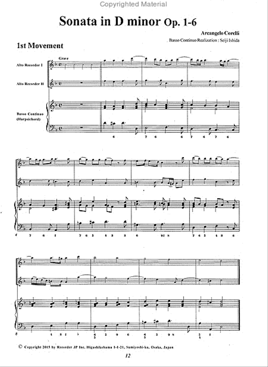 Trio Sonata D minor Op. 1, no. 6 Alto Recorder scores gallery preview page 2