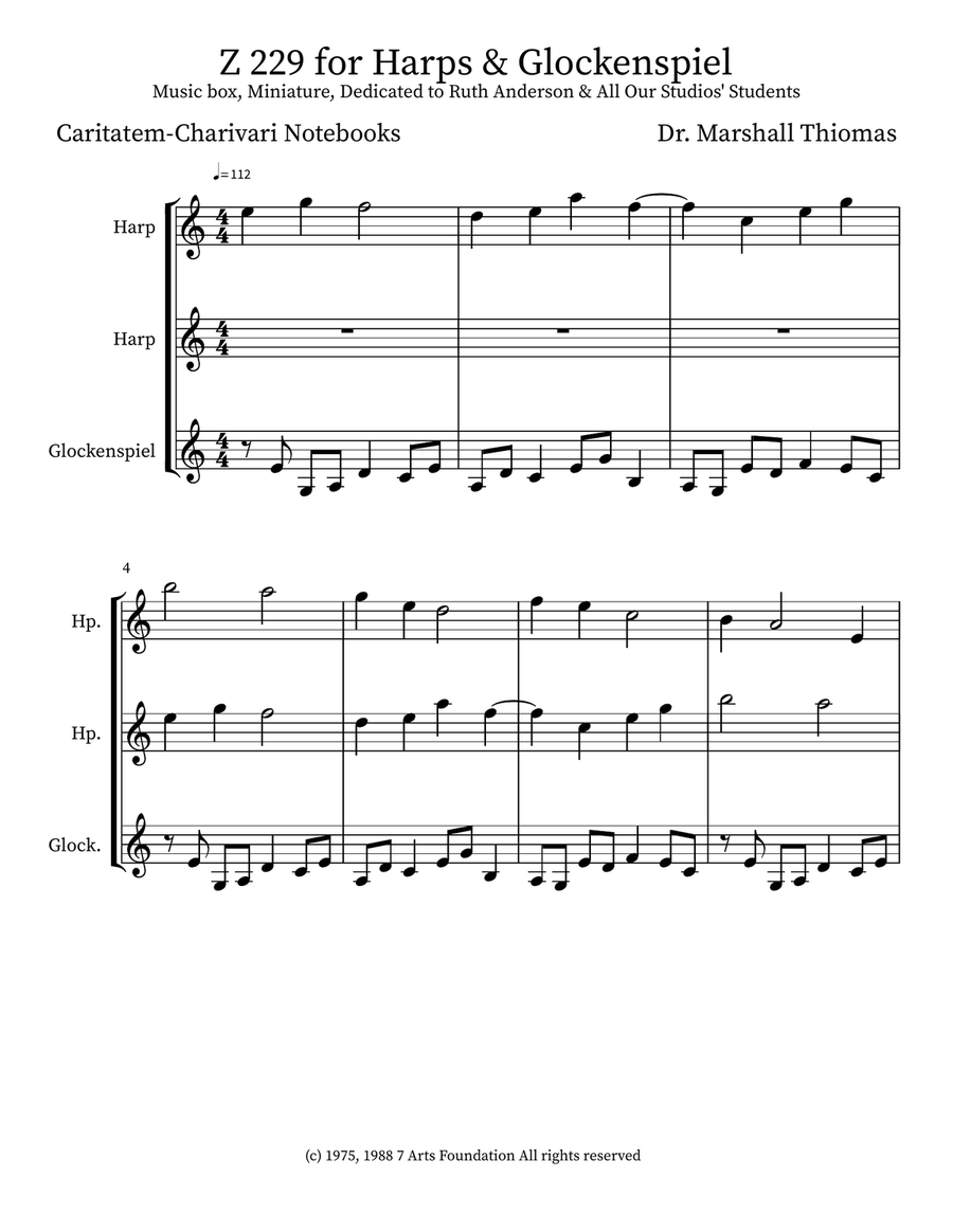 Z 229 for Harps & Glockenspiel Glockenspiel scores gallery preview page 1