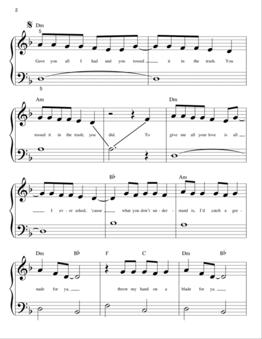 Grenade Easy Piano scores gallery preview page 2