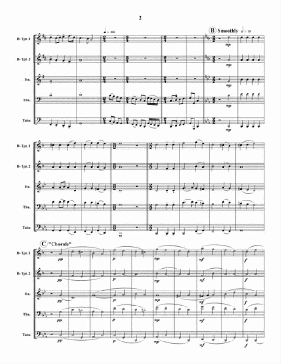 The Lord Descended From Above Brass Quintet scores gallery preview page 3