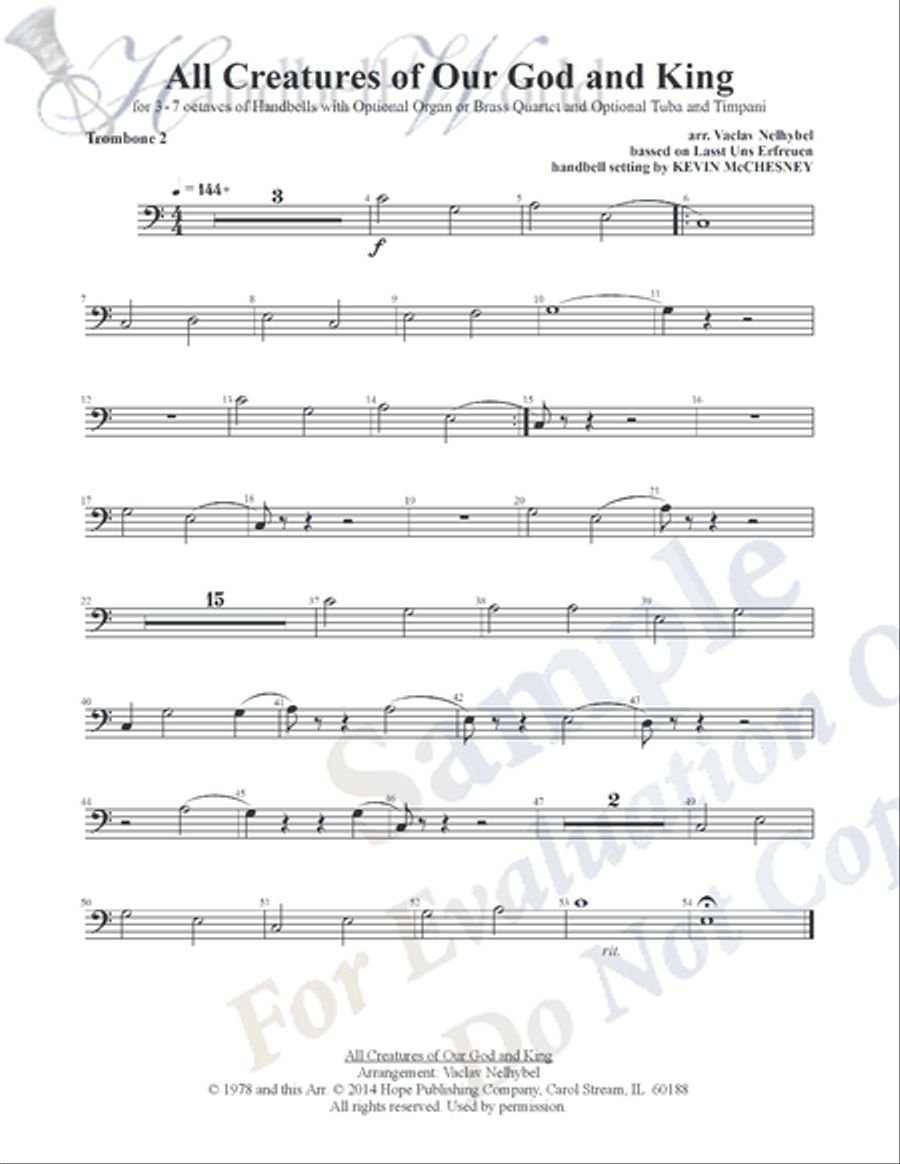 All Creatures of Our God and King Handbell Choir scores gallery preview page 4