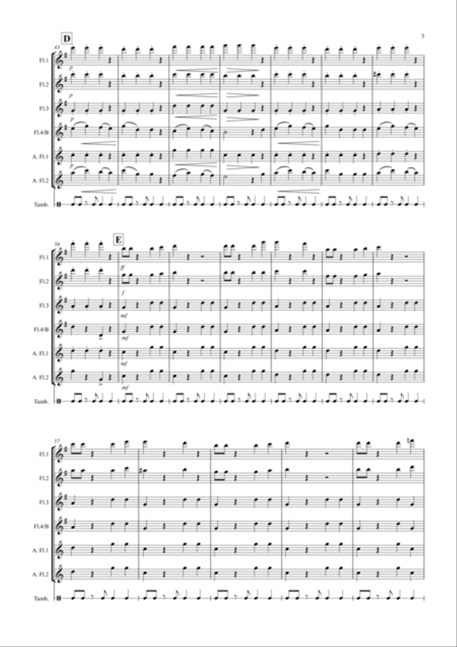 Little Tango for Beginning Flute Quartet Flute Quartet scores gallery preview page 3
