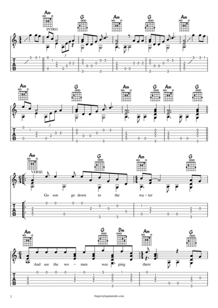 The Weeping Song by Nick Cave Guitar Tablature - Digital Sheet Music