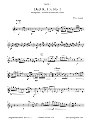 Mozart: Duet K. 156 No. 3 for Oboe Duo