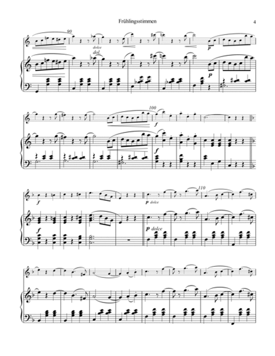 Frühlingsstimmen / Voices of Spring for flute (violin) and piano (C major) image number null