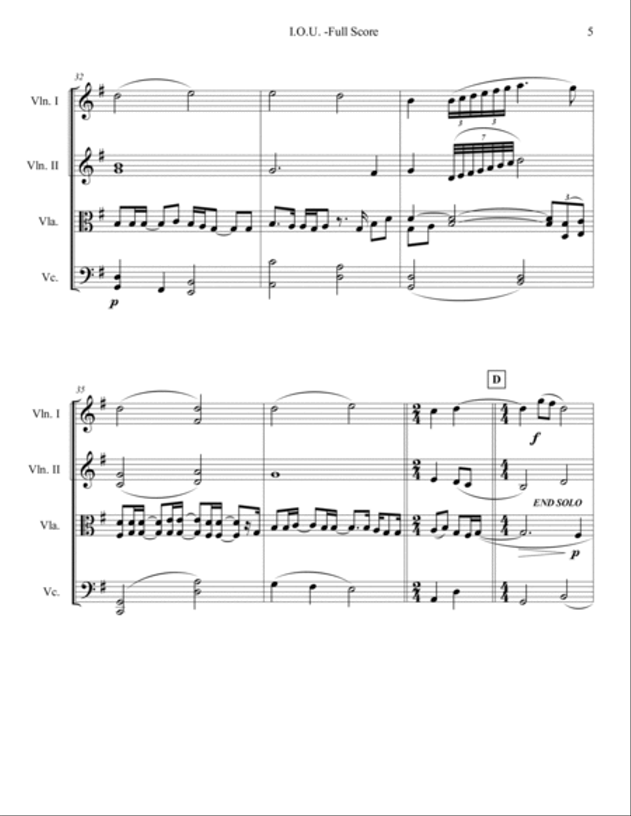 I.o.u. I.o.u. String Quartet scores gallery preview page 5
