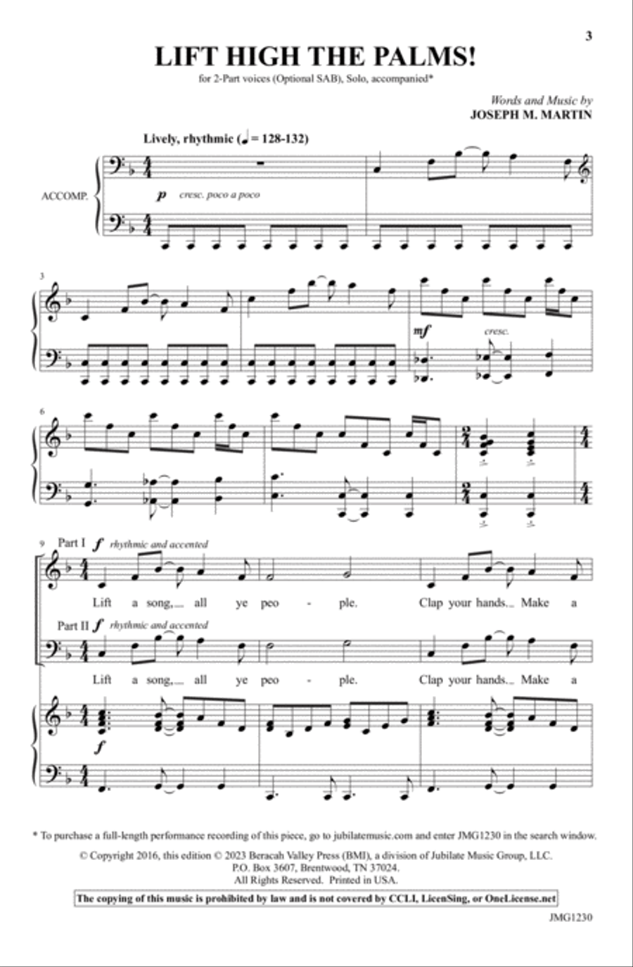 Lift High the Palms! Lift High the Palms! Choir scores gallery preview page 3