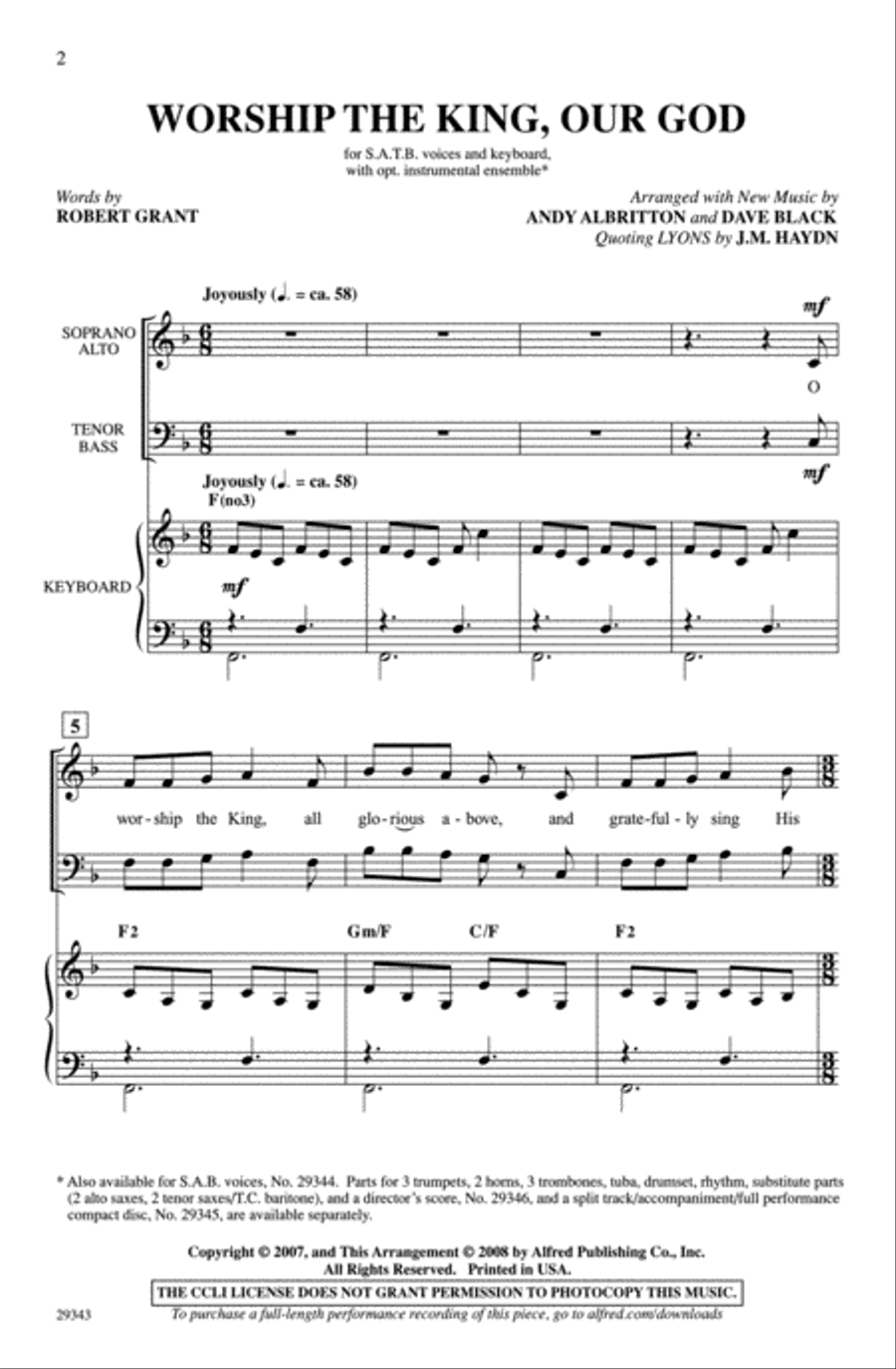 Worship the King, Our God - SATB 4-Part scores gallery preview page 2