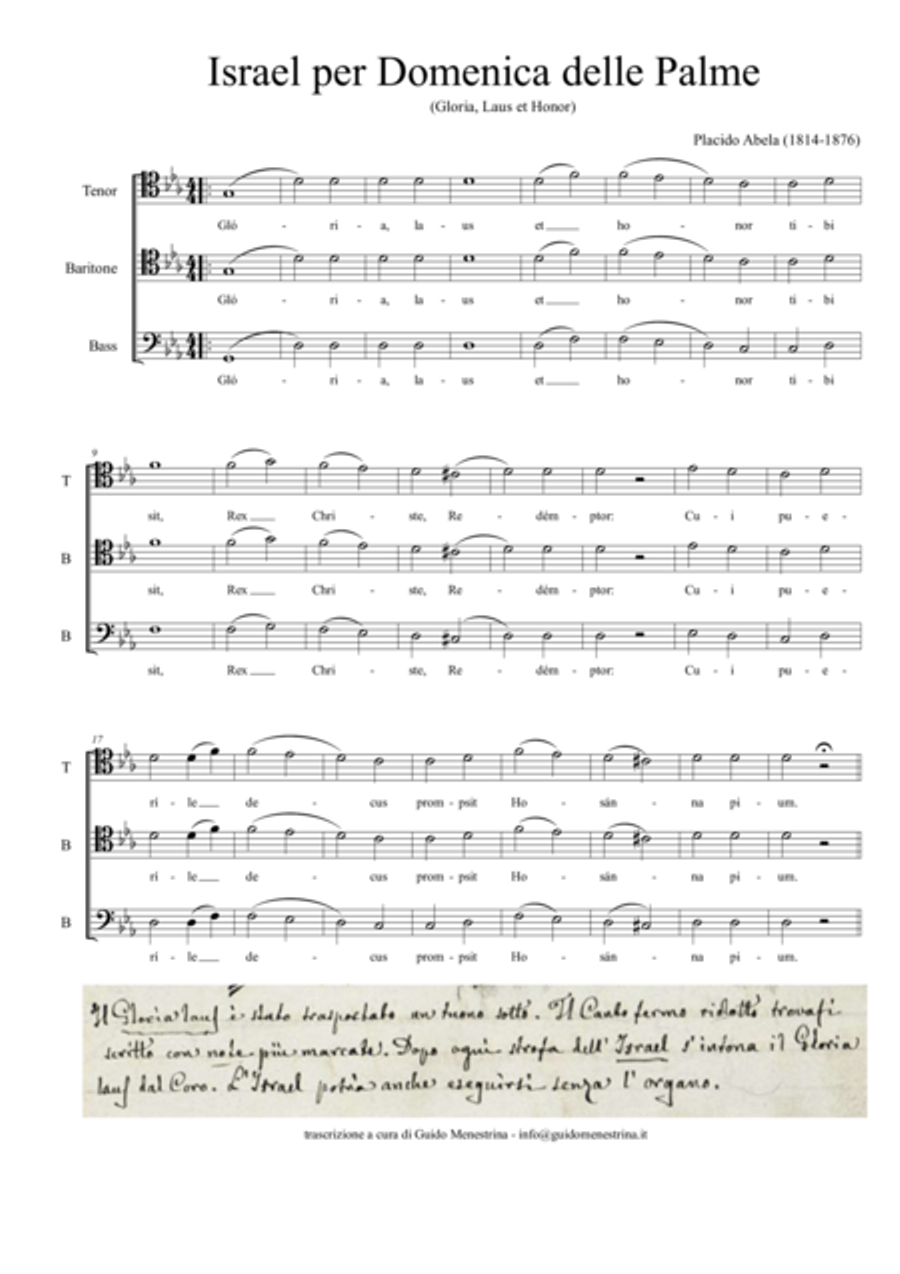 Placido Abela - Israel per Domenica delle Palme Small Ensemble scores gallery preview page 1