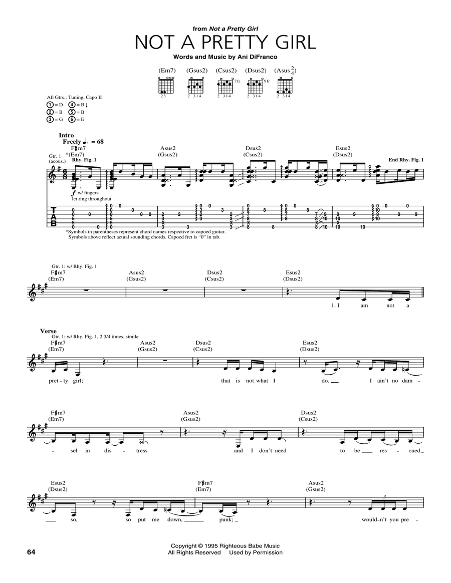 Not A Pretty Girl Acoustic Guitar scores gallery preview page 1