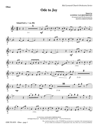 Ode To Joy (Does Not Match SATB 08752035) - Oboe
