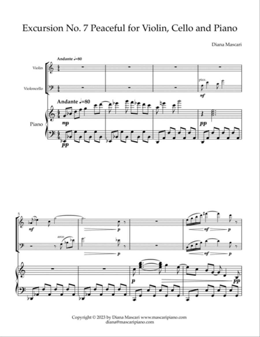 Excursion No. 7: Peaceful for Violin, Cello and Piano Piano Trio scores gallery preview page 2