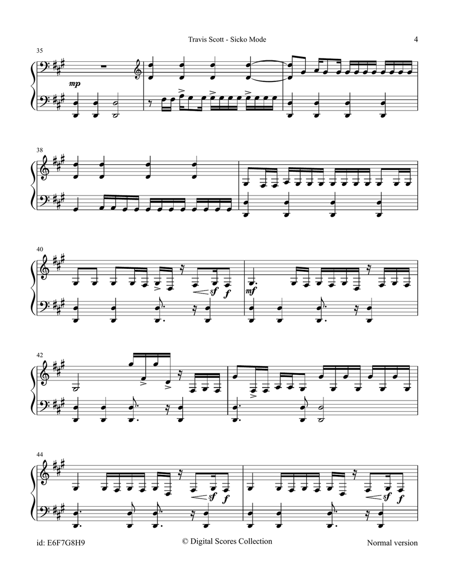 Sicko Mode Piano Solo scores gallery preview page 4
