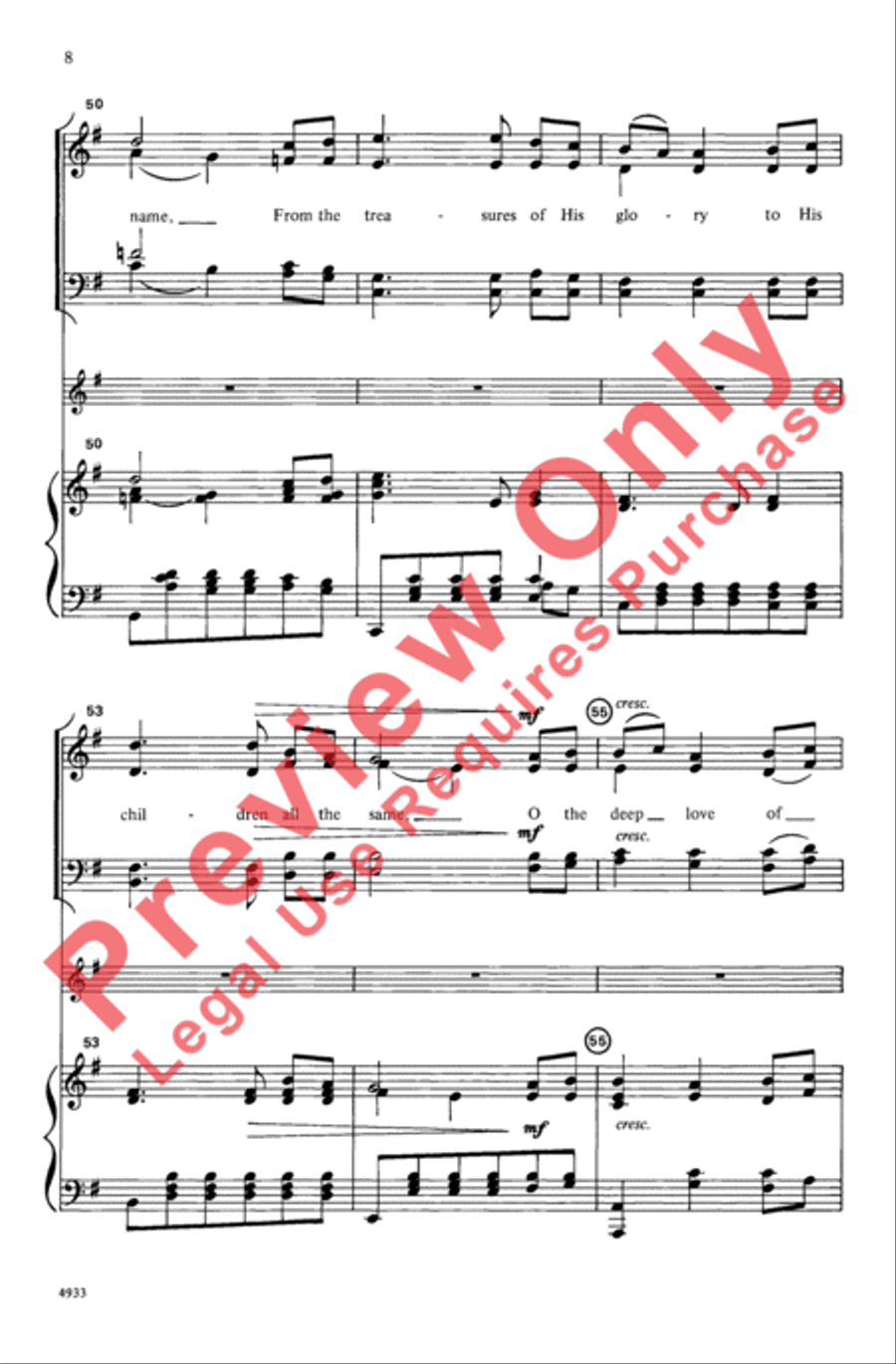 O the Deep Love of Jesus O the Deep Love of Jesus 4-Part scores gallery preview page 8
