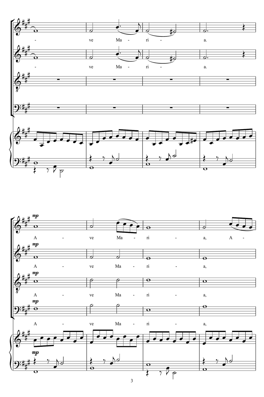 Ave Maria (arr. Jonathan Wikeley) 4-Part scores gallery preview page 3