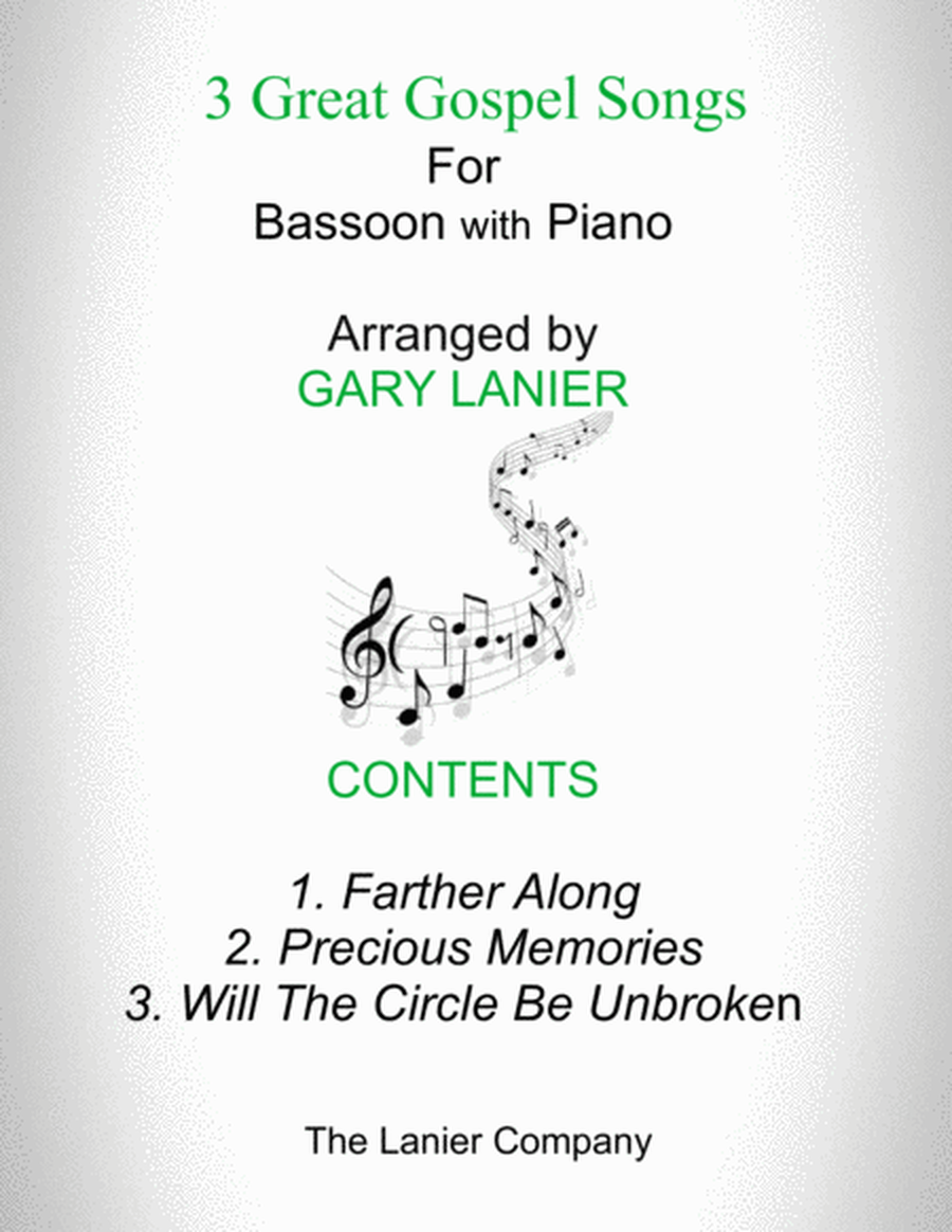 3 GREAT GOSPEL SONGS (for Bassoon with Piano - Instrument Part included) image number null