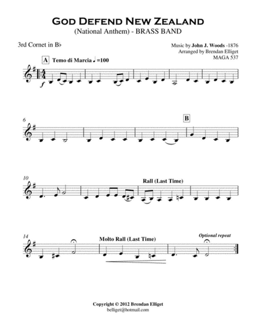 God Defend New Zealand [F] Brass Band Score and Parts PDF image number null