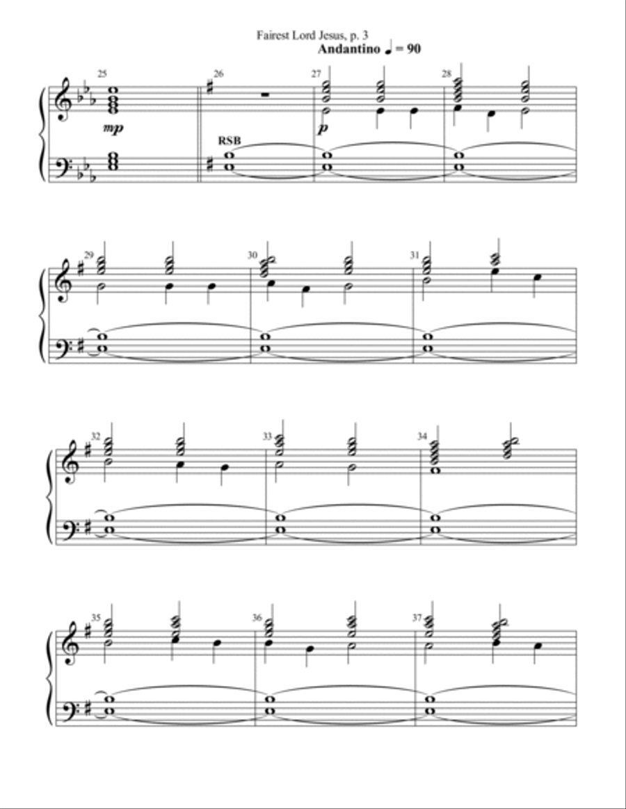 Fairest Lord Jesus Handbell Choir scores gallery preview page 3