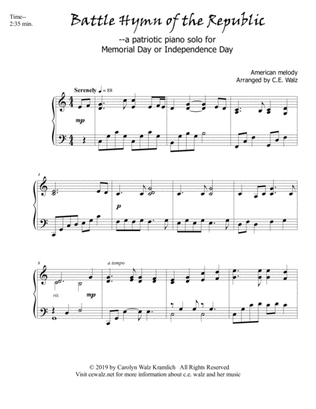 Book cover for Battle Hymn of the Republic - for a patriotic Memorial Day piano solo