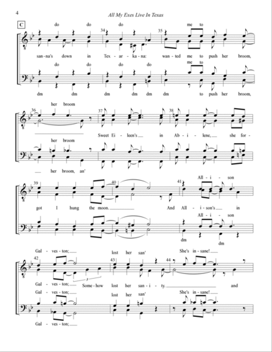 All My Ex's Live In Texas TTBB scores gallery preview page 4